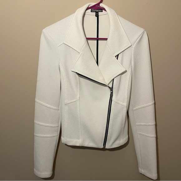 White Knit Moto Jacket - Picture 4 of 6